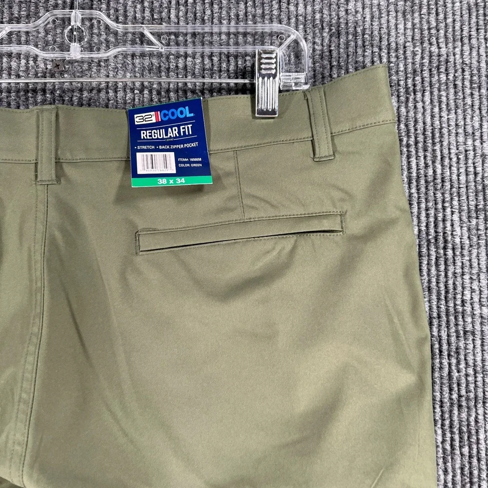 32 Degrees Cool Performance Pants Mens 38x34 Green Chino Golf Casual Comfort New